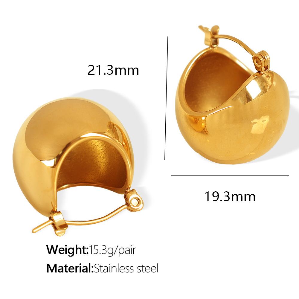 

European and American retro spherical stainless steel earrings C-type hollow titanium steel earrings 18K gold ins wind earrings