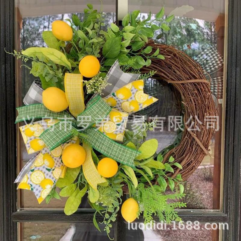 Artificial Lemon Peony Wreath Wall Hanging Decor Door Home Festival Party Decoration