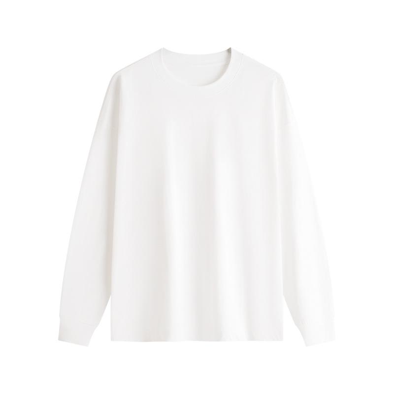 

Женская хлопковая футболка с длинным рукавом и круглым вырезом, плотность 300 г/м², - свободный японский стиль для начала осени S (90-140 jin)