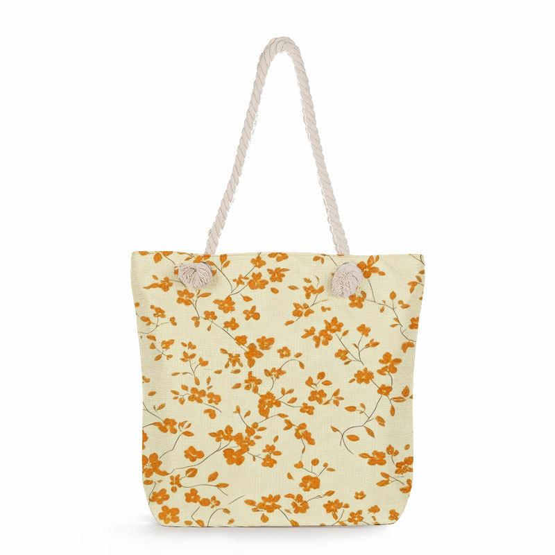 Multifunctional Flower Printed Thick Rope Shoulder Beach Bag 7582 KTB