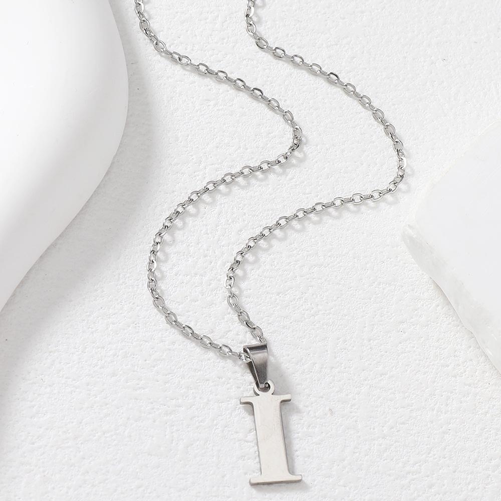 Polished Stainless Steel Alphabet Necklace - Women's Daily Wear Clavicle Chain
