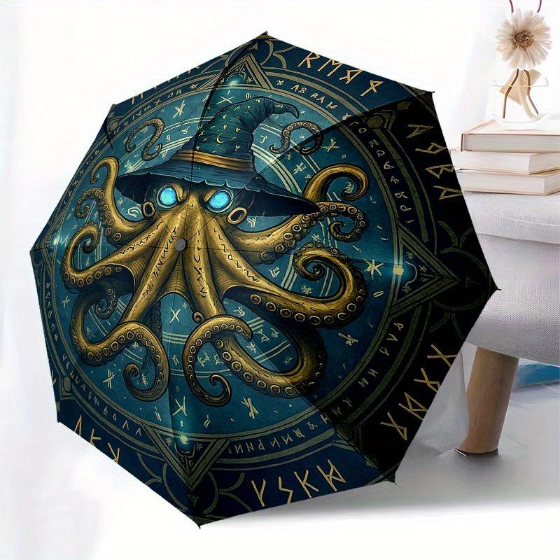 Magical Octopus Wizard Hat: Mystical Fantasy Accessory Umbrella, Portable 3-Fold Compact Umbrella for Men & Women R158