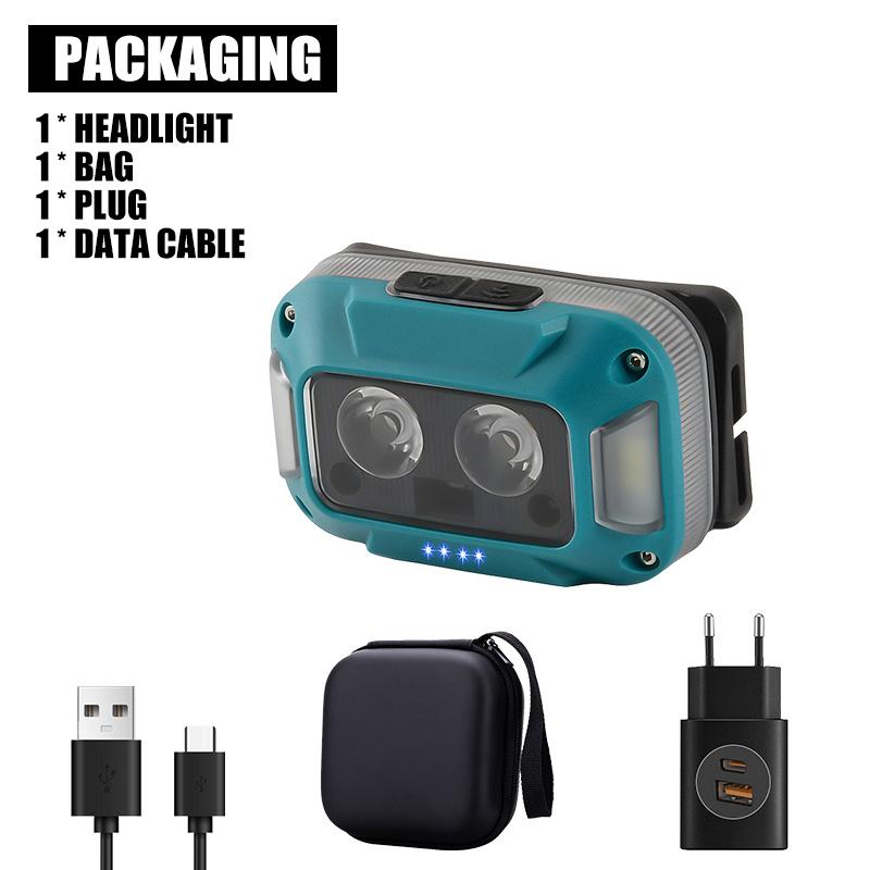 Mini Portable 3-source Sensing LED Headlight with Strong Light Ultra Bright Outdoor Waterproof Fishing Head Mounted Flashlight