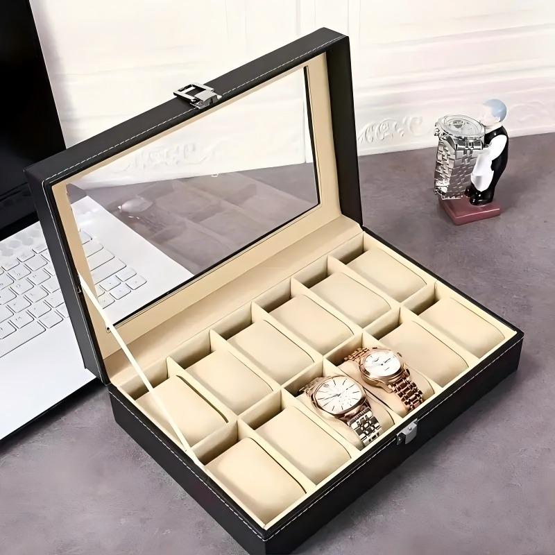 6-Slot And 12-Slot Watch Jewelry Boxes, Dustproof PU Leather Lining,Travel Watch Display Case, Watch Storage Box, Watch Showcase