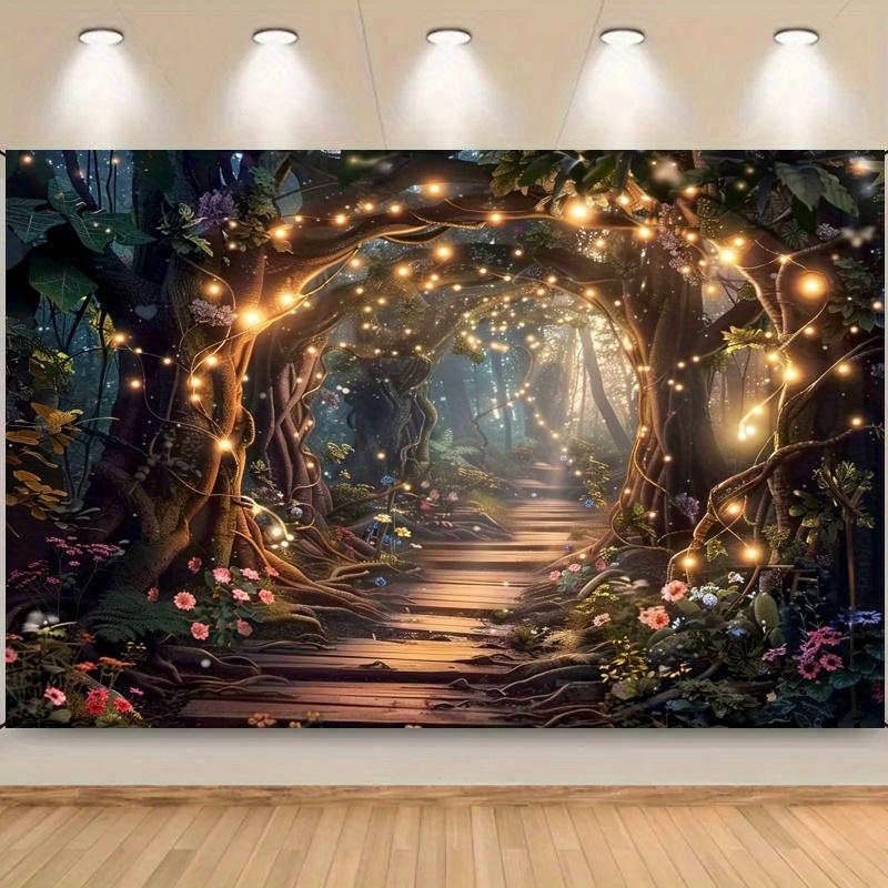 Magic Forest Scene Background Banner, no need for electricity, suitable for parties, weddings, and photography events