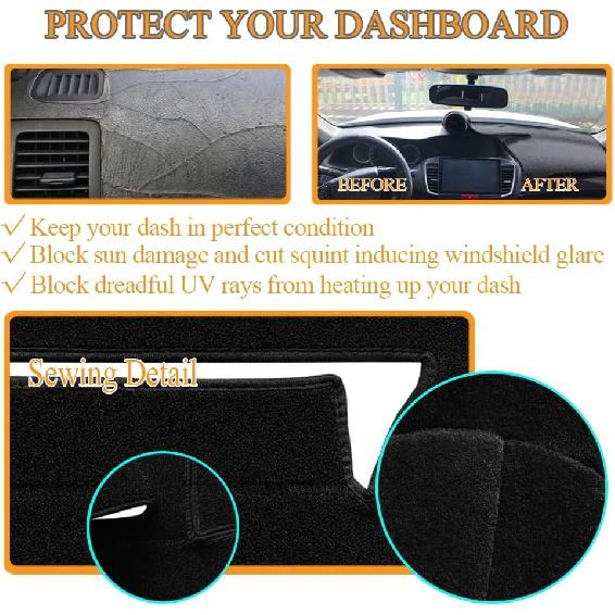 Yiz Dash Cover Mat  Fit For Nissan Altima 2002-2004 Dashboard Pad Cap Carpet (Black) J194