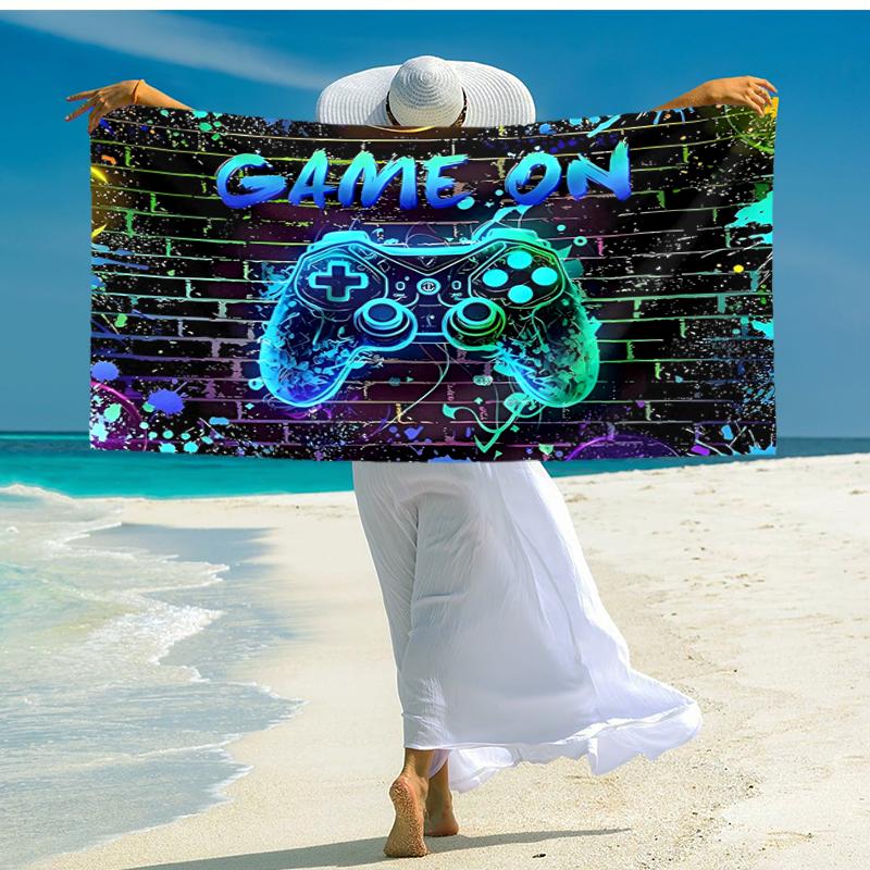 Ultra-Soft Beach Towel with Game Controller Theme,Ideal for Pool - Camping, Diving - Perfect Travel Essential, Vibrant Beach Towel.