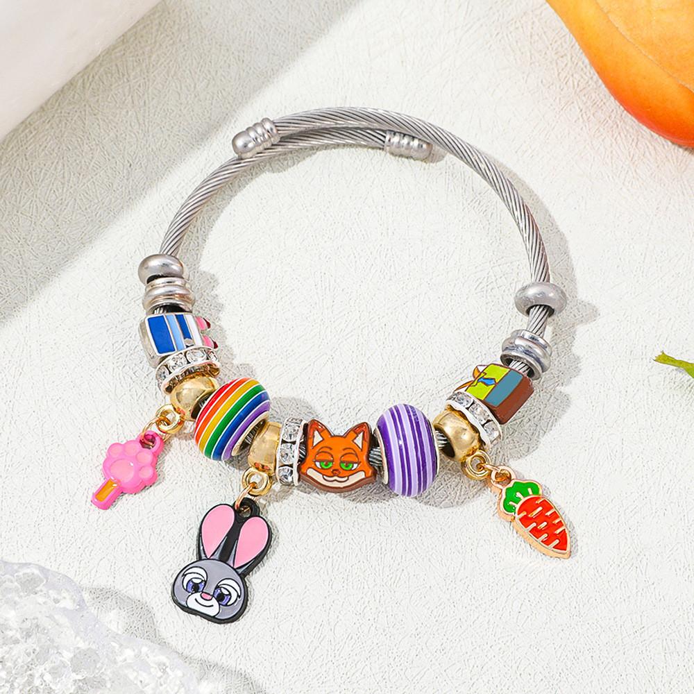 Zootopia Cartoon Animal City Jewelry Heart Shape Charm Bracelet For Travel Gift
