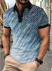 Trendy Geometric Print Short-sleeve Polo Shirt, Great for Casual Daily Outfits.