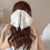 French Lace Bow Ponytail Clip Sweet Holiday Style Shark Clip Elegant Hairpin Hair Accessories