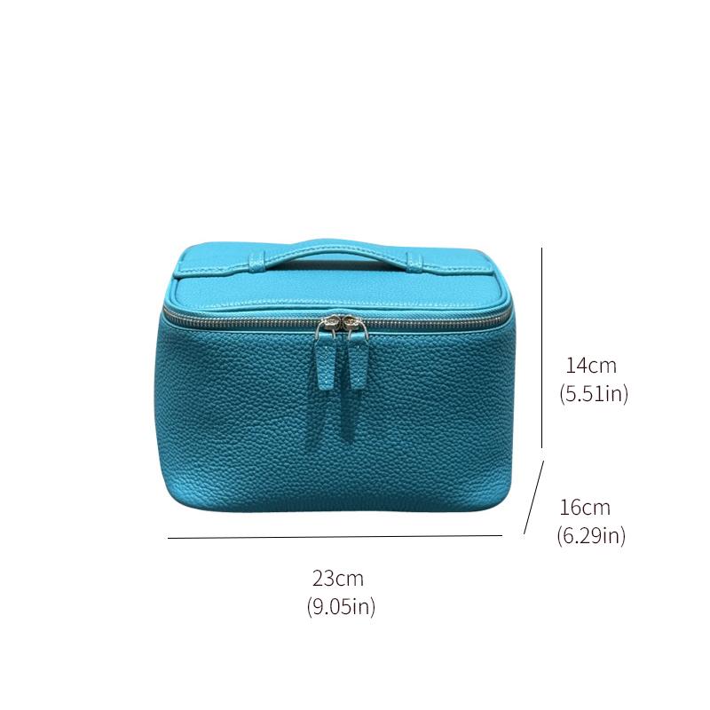 Large Capacity Leather Cosmetic Bag Portable Travel Makeup Case with Handle
