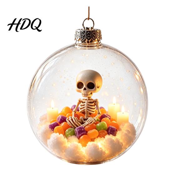 Office Event Decoration Halloween Glowing Sphere Lighted Clear Ball Ornament Cute Witch Indoor Holiday Hanging Cat LED for Mantel Party Decor