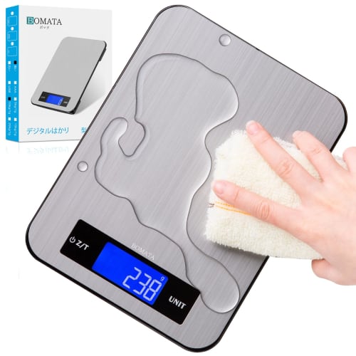 BOMATA Digital Scale, 1g Increments, 10kg Capacity, Waterproof and Stain-Resistant Surface, with Milk/mL Mode, Latest Design and Craftsmanship, Stainl