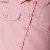 ZANZEA Women Casual Turn Down Collar Summer Short Sleeve Dress
