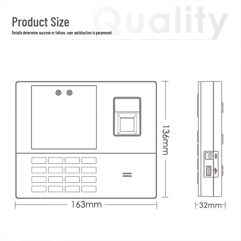 Deli Facial & Fingerprint Time Clock CN plug (adapter included)