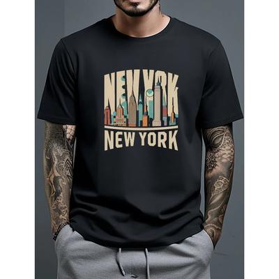 Baumwolle 2024 Mode Lässig New York Print Herren Freizeit 100% Baumwolle Kurzarm Frühling Sommer Outdoor Bros. Top T-Shirt