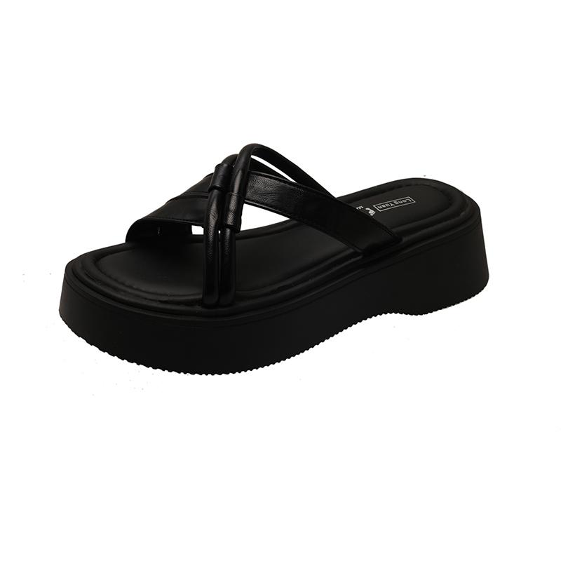 

Женские летние шлепанцы на толстой подошве, модные повседневные и удобные сандалии, которые сочетают в себе все с изысканными шлепанцами 35 чёрный