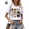 Floral Print Casual T-shirt 100% Polyester Short Sleeve round Neck Women's Graphic Top Aesthetic Summer Fashion