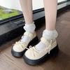 French thick heel thick sole Mary Jane shoes women's 2025 new summer and autumn light mouth small leather shoes bow with skirt single shoes