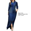 Turn-Down Collar Long Sleeve Women Dress with Pocket Geometry Pattern Single Breasted Shirt