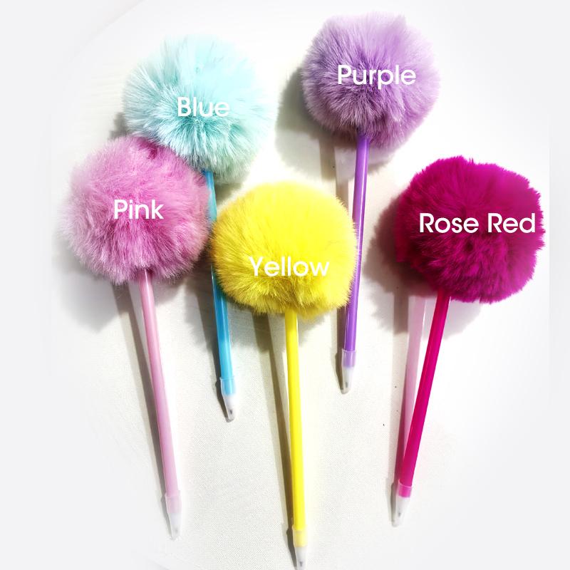 1/5Pcs Hairy Ball Ballpoint Pen,7Colors Holiday Gift,Office Student Writing Stationery P-2019