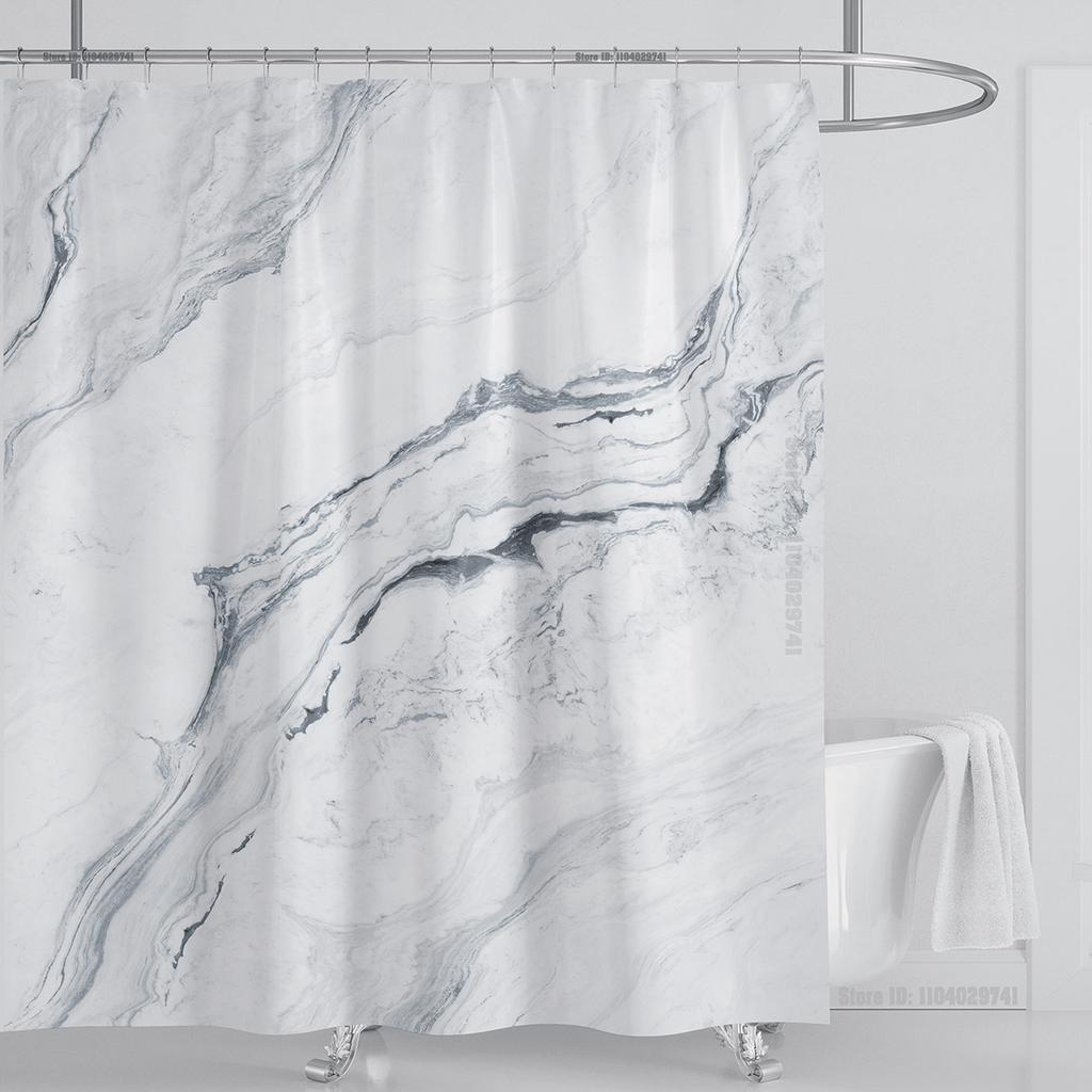 Marble Waterproof Shower Curtain Waterproof Shower Curtain for Bathroom Decor Printed Washable Shower Curtain with Hooks