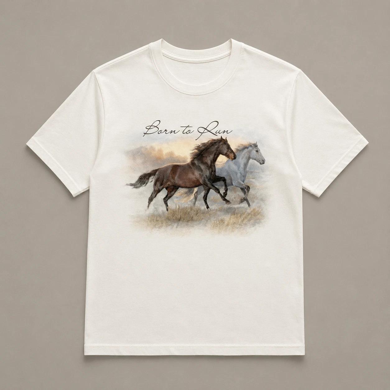 Born To Run Horse Shirt Vintage Country Western Graphic Tee Aesthetic Wild Horse S