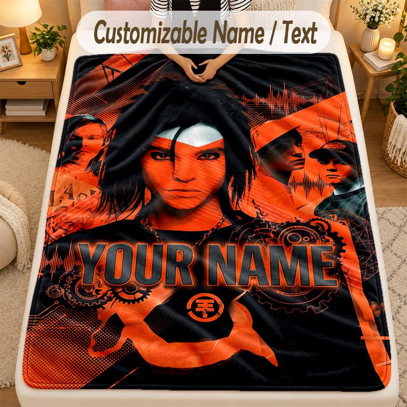 Flannel BlanketTokio Hotel Custom Name Text Personalized Soft Warm Throw Blanket Home Decor Gift