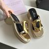Summer Women's Slippers 2025 New Fashion Casual High-heeled Slippers Platform Luxury Wedge Heel High Slippers Sandalias De Mujer