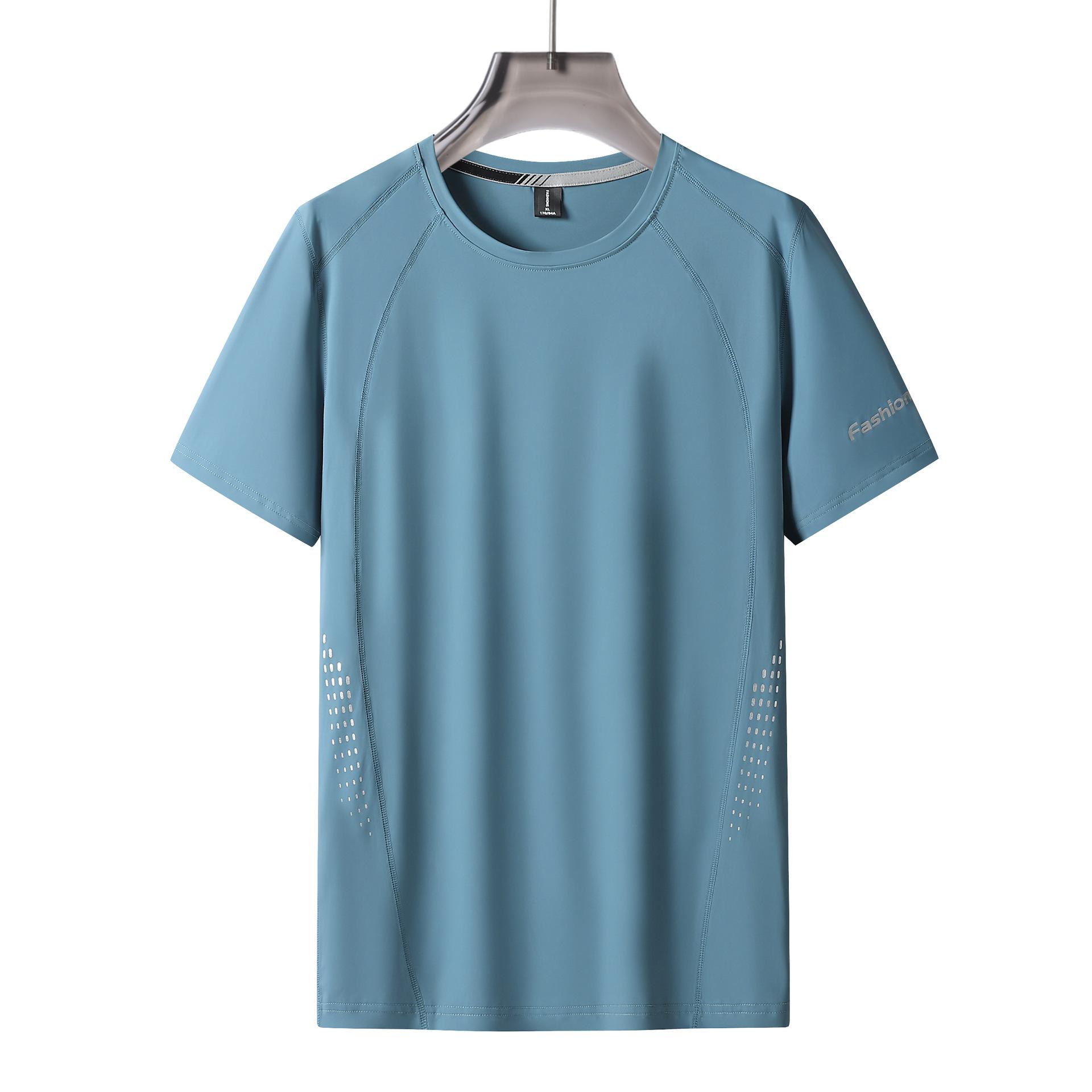 

Ice Silk Short Sleeved Men s Casual T-shirt, Summer Breathable and Loose Fitting Men s T-shirt, Plus Size Outdoor Quick Drying Clothes 8XL