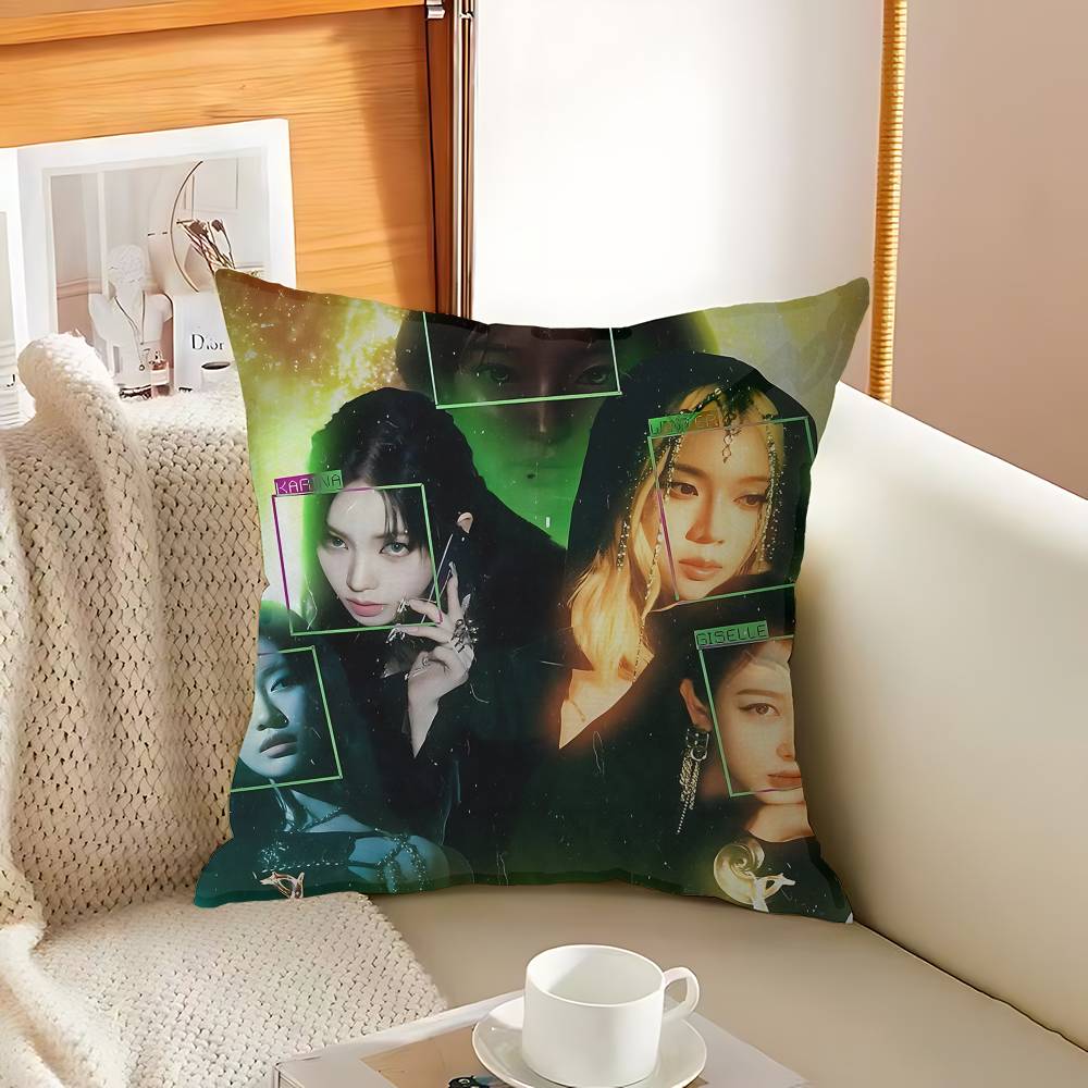Kpop Style Group A-Aespas Pillow Cushion Cover Pillowcase Living Room Sofa Home Decor