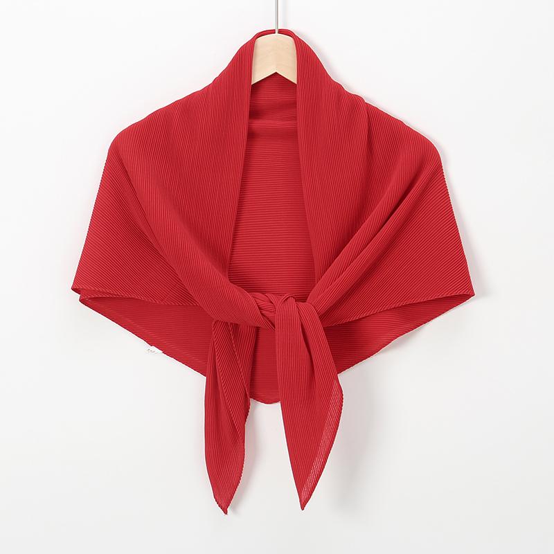 Pleated Square Scarf For Women Muslim Chiffon Hijabs Shawl Solid Crinkle Headscarf Wraps Islamic Turban Headband Bandana Foulard