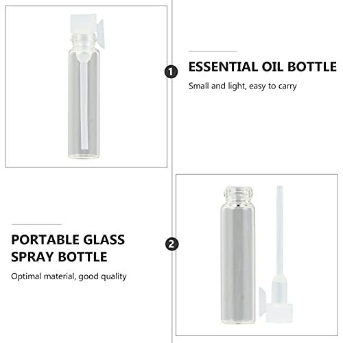 FRCOLOR 1ml Refillable Glass Perfume Sample Bottles, Clear, Mini Portable Travel Containers, Pack of 100