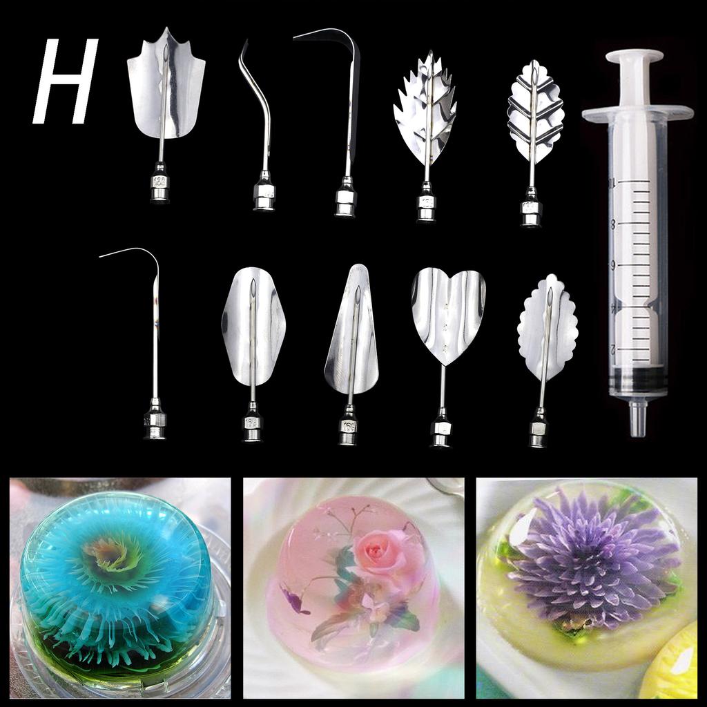 14 Stil 3D Gelatine Kuchenform Gelee Kunst Pudding Blumen Edelstahl Düse Spritze Nadel Set Kuchen Dekorationswerkzeuge