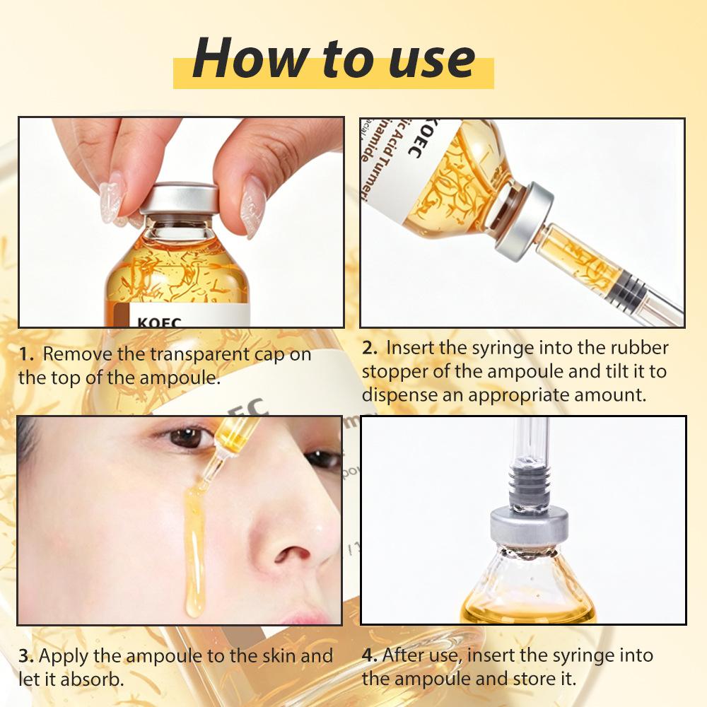 KOEC Kojic Acid Turmeric Ampoule Serum 30g Niacinamide Face Serum Brightening Dark Spot Corrector Hydrating Antioxidant Concentrated Serum