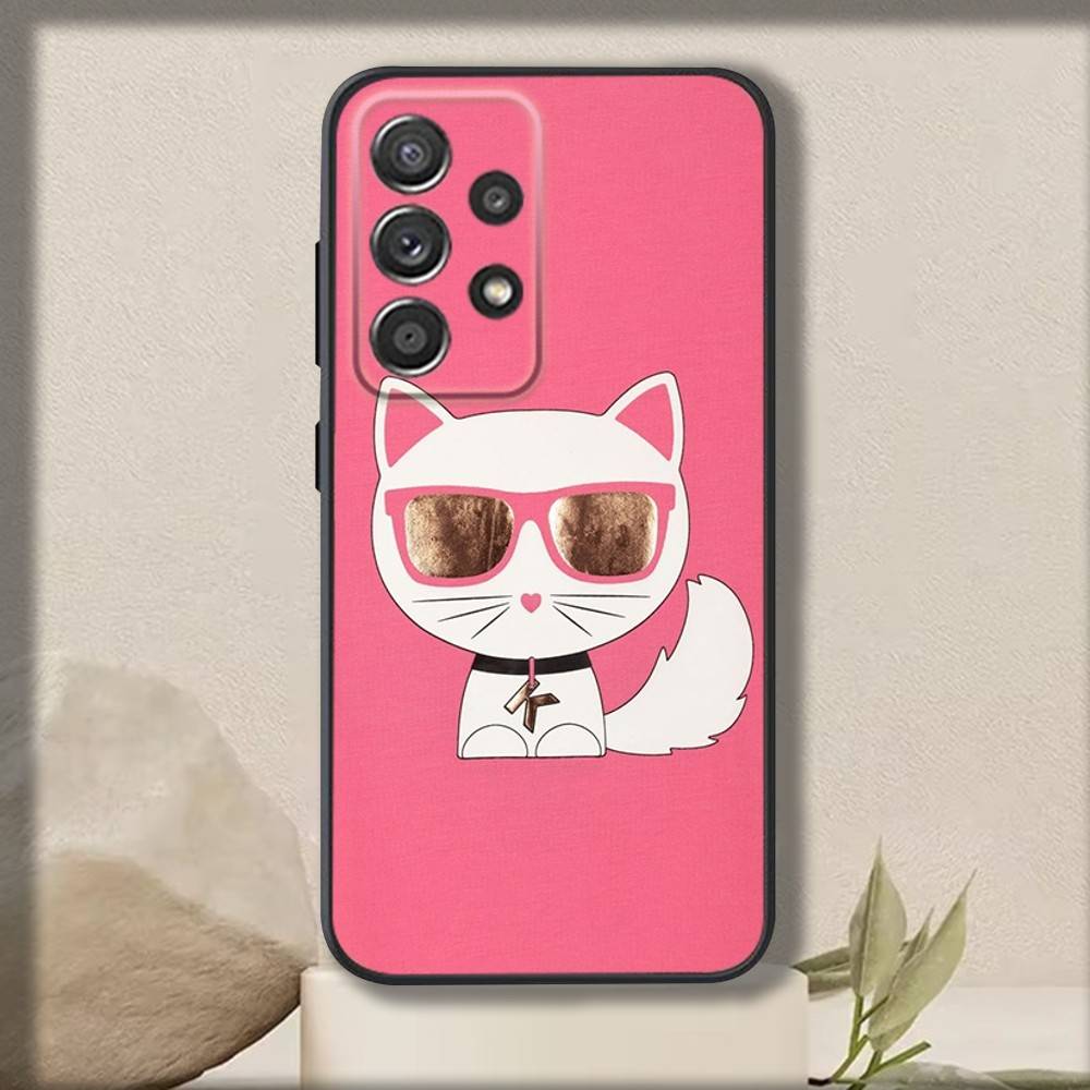 Coole Mode Katzen Handyhülle Für Samsung S 25,24,23,22,30,21,10,9,Ultra,Plus,Lite,FE,4,5 G Weiche Schwarze Hülle