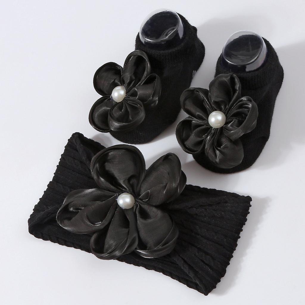 2Pcs/Set Lace Flower Baby Girl Socks Headband Set Kids Cotton Boat Socks Hair Bands Newborn Sweet Princess Hair Accessories