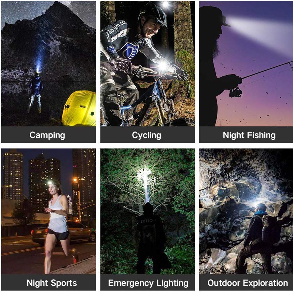 Head Lamp Headlamp Rechargeable USB 8 Light Modes 7 LED, IPX4 Waterproof