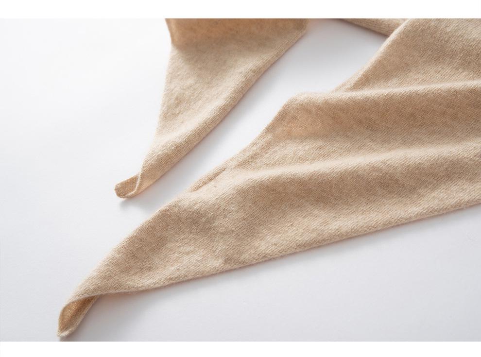 Women's 100% Pure Cashmere Triangle Scarf - Autumn/Winter Style, Warm and Versatile Knit Shawl