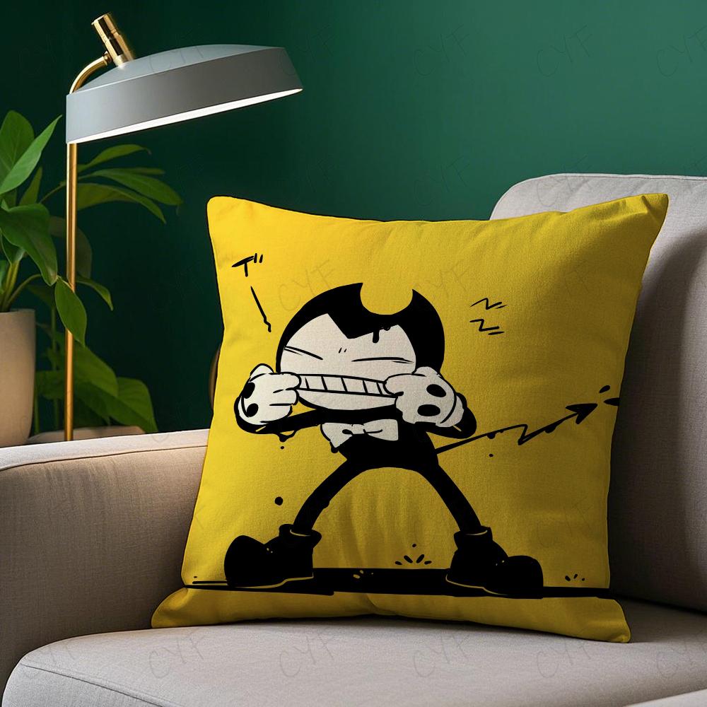 Game B-Bendy and the Ink M-Machine Pillow Case Pillowcase Anti-dustmite Pillow Invisible zipper silky short plush Sofa cushion c