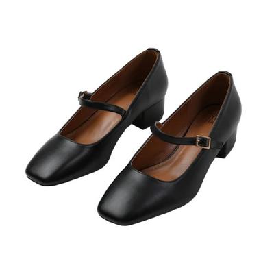 Womens/Ladies Oslo Square Toe Wide Low Block Heel Court Shoes