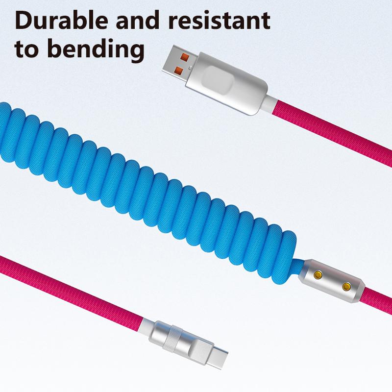 1.8M 120W Fast Charge USB Cable Quick Charge Type-C Lightning Spring Cable For USB To Type C