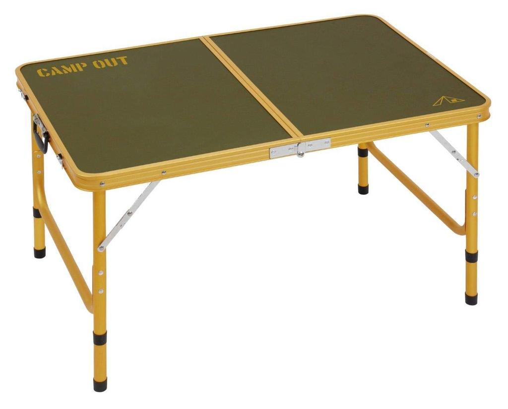 Outdoor table Aluminum table Adjustable height in 4 levels For 2 to 4 people Olive x Old Yellow Campout CAPTAINSTAG four-way UC-553