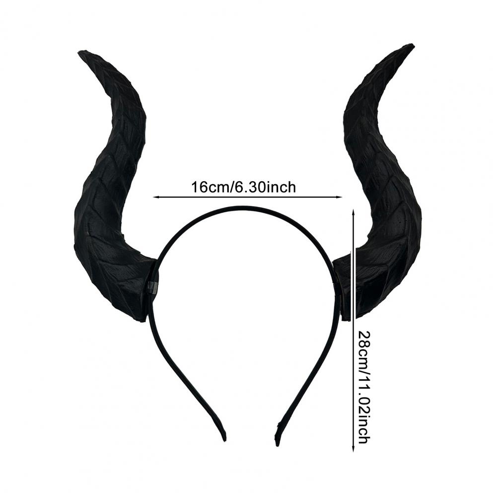 Horn Hairband Devil Horn Headband Black Cosplay Hair Hoop Set for Halloween Dress Up Imitation Bull Horns Beauty