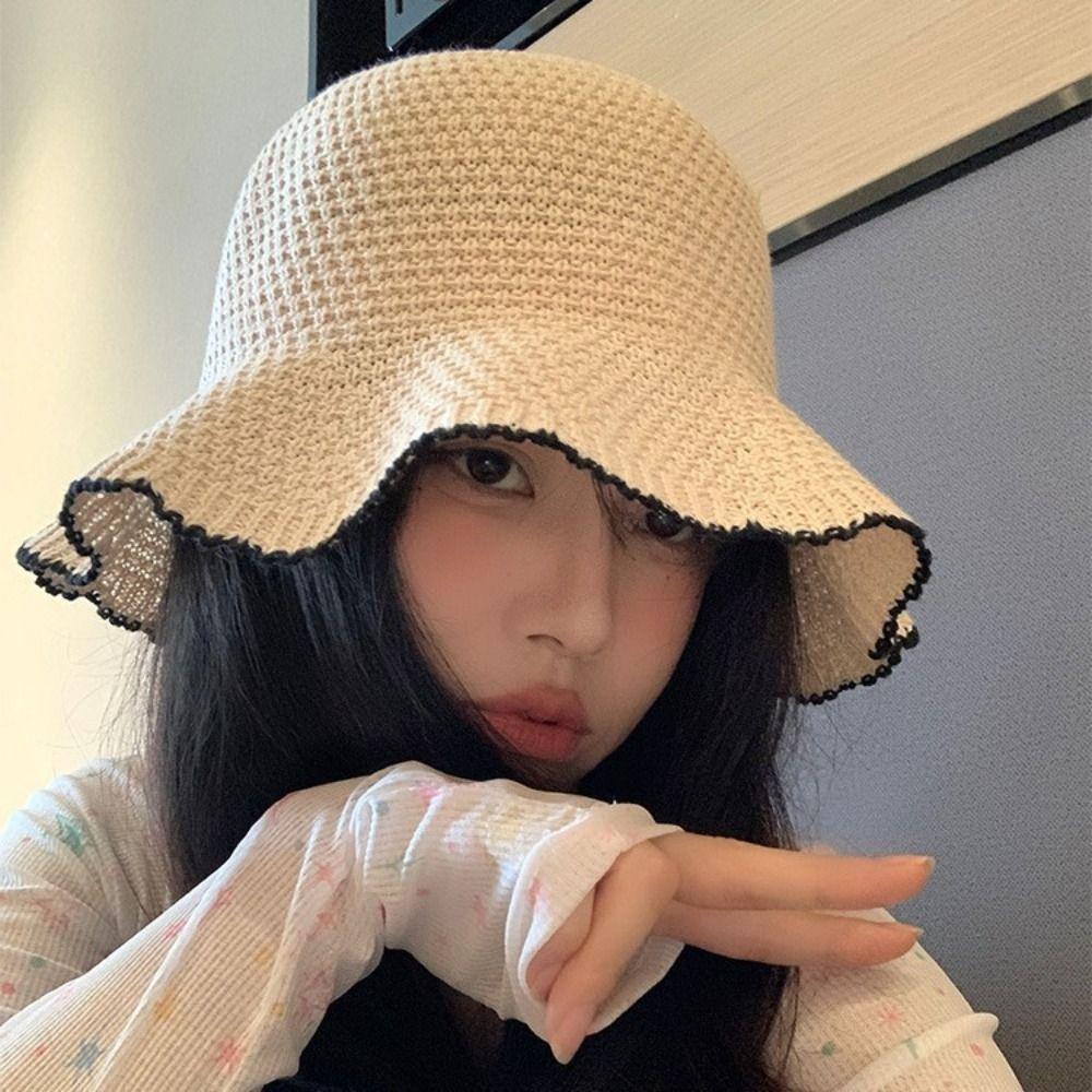 French Style Straw Sun Hat Temperament Sun Protection Cap Sunscreen Seaside Beach Cap  Outdoor