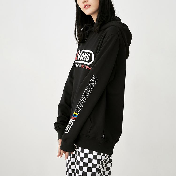Vans Letter Print Hooded Sweatshirt Men Sweatshirts Black VN0A4RBGBLK