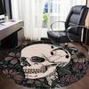 1PC Skull Flowers Office Round Area Rug, Mat Suitable For Office, Under Office Chairs Bedroom Living Room Home Decor, Room Deco