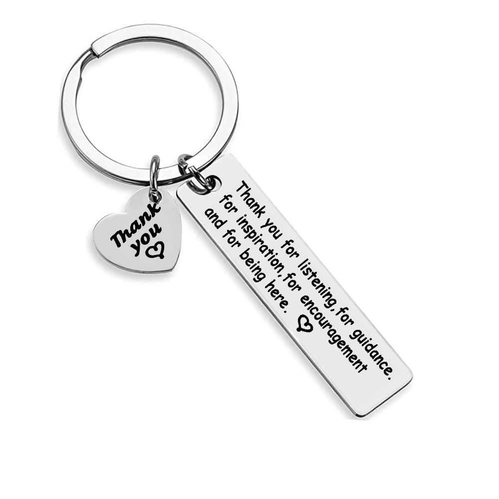 Stainless Steel Keychain Grateful Inspirational for Colleagues Teachers Holiday Gift Stainless Steel Keychain for Backpack Bag Pendant