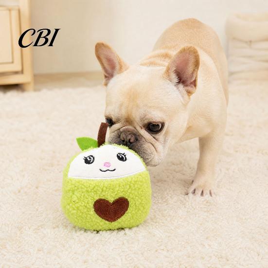 Soft Dog Toy for Puppies Plush Toy, Squeaky Sound Stuffed Puppy Cartoon Fruit Shape, Colorful Durable Chew-Resistant Pet Dogs Stress Relief