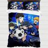 Anime Japanese Blue Boys Children Bedding Set, Football Boy Bedroom Decor Bed Microfiber Duvet Cover Set and Pillowcase 75*50cm